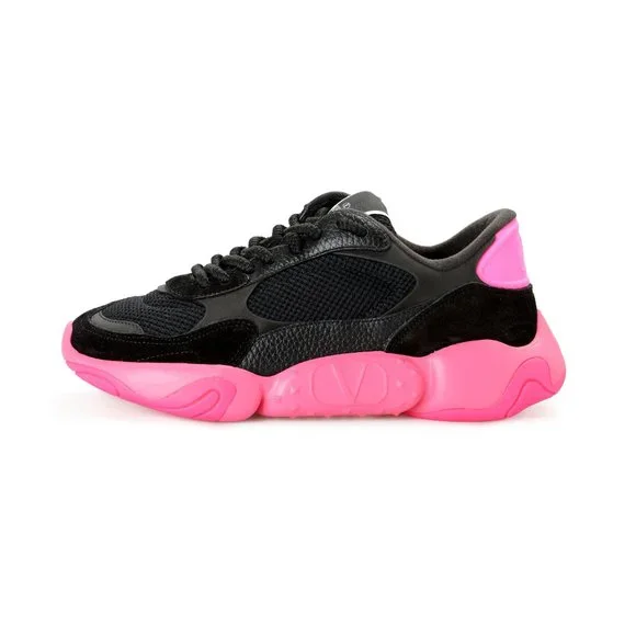 Valentino Garavani Men's Black BUBBLEBACK MESH AND SUEDE Athletic Sneakers Shoes